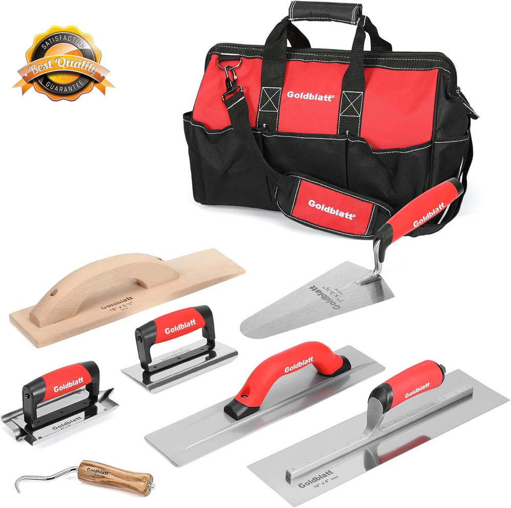 8pc Masonry Hand Tool Set Trowel Edger Float Groover Kit with Tool Bag