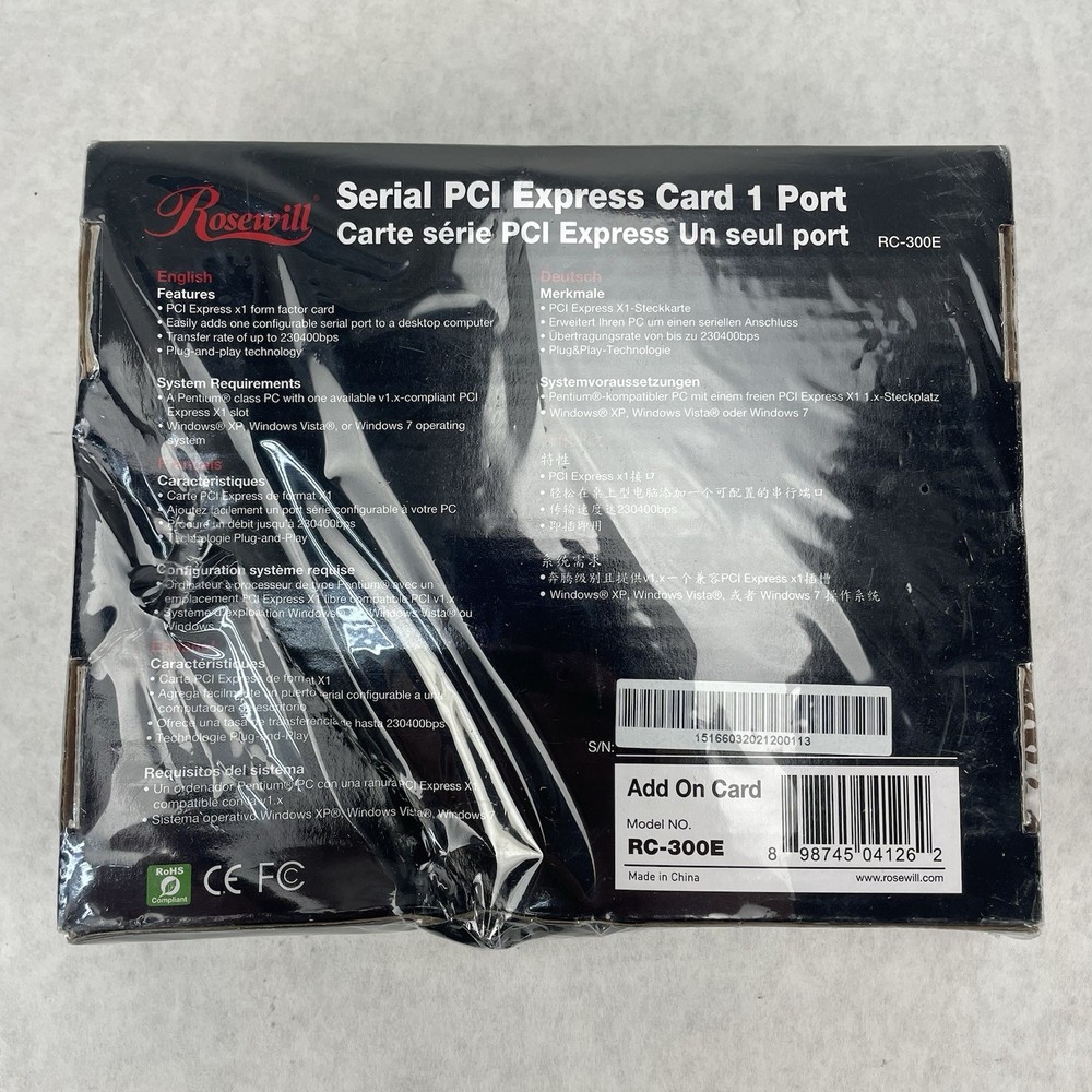 Rosewill PCIe 1-Port Serial Card Components RC-300E