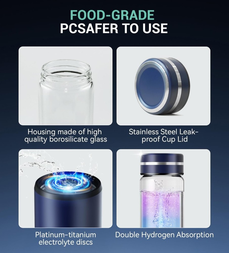 Hydrogen Water Bottle & Double Hydrogen Content, 24-Hour Hydrogen Lock,...