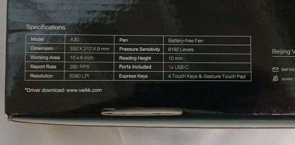 Veikk A30 Digital Graphics Pen Tablet 10 x 6 in WIndows, Mac OS, Android