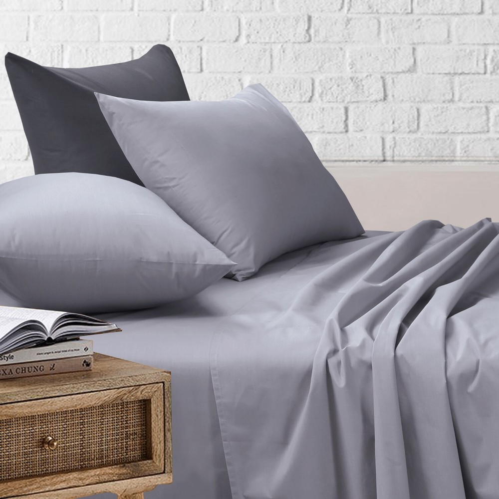 Bed Sheets Cotton Rich Single Double King Queen Flat Fitted Sheet Pillowcases