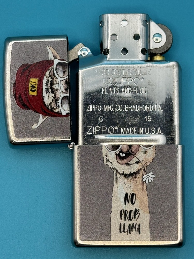 2019 No Prob Llama Chrome Zippo Lighter NEW