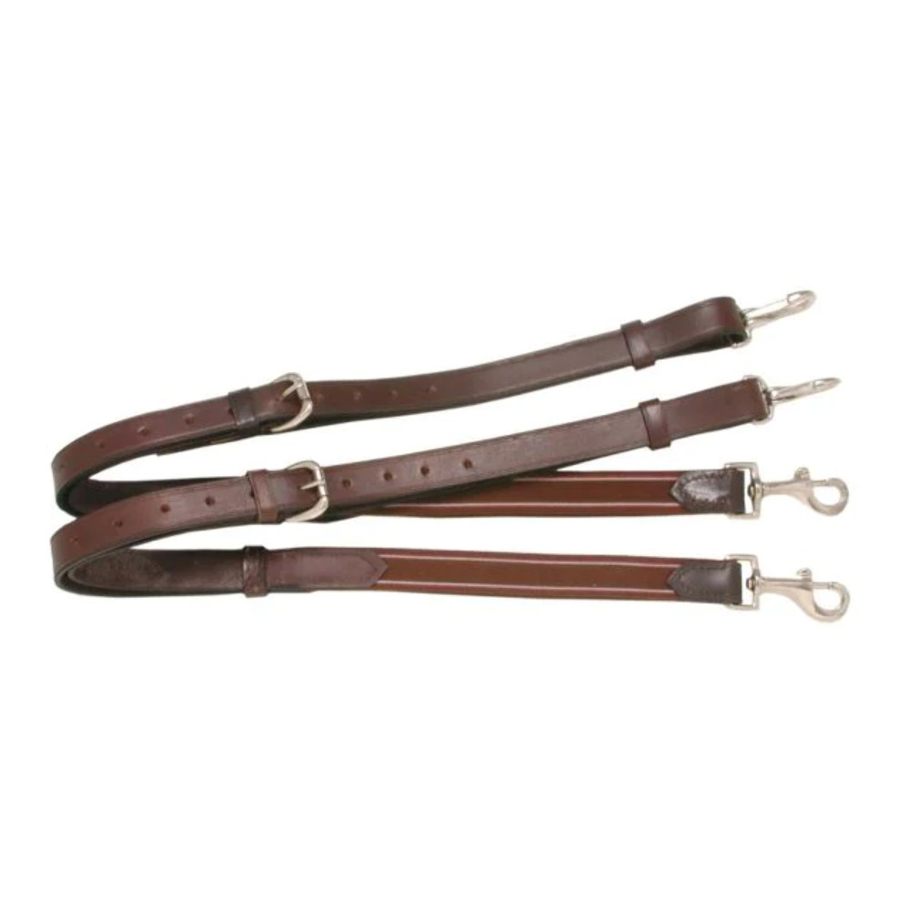 New! 3/4" wide LEATHER SIDE REINS w/ Adjustable loop end Elastic snap end