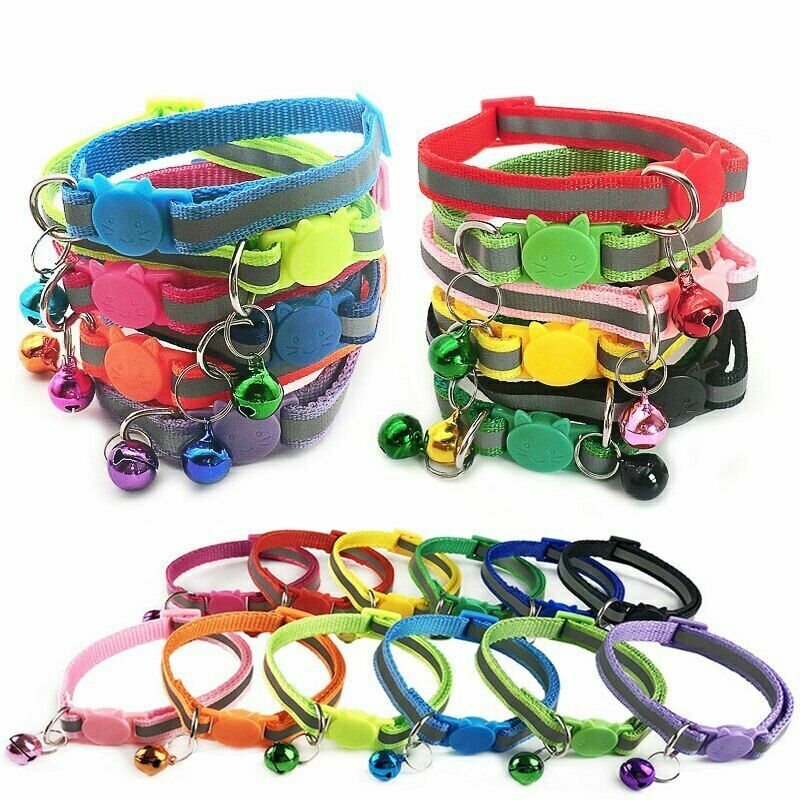 Reflective Safety Quick Release Cat Kitten Pet Collar Adjustable Bell Breakaway