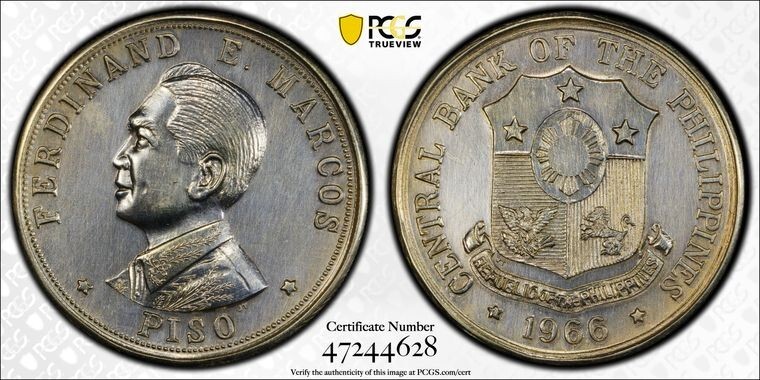 1966 P Piso PCGS UNC Detail Philippines Pattern