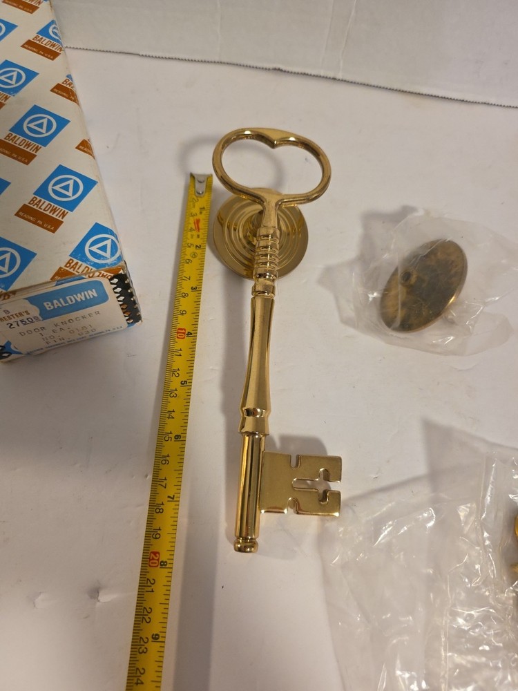 Vintage Baldwin #0181 Solid Brass Key Door Knocker Nos.