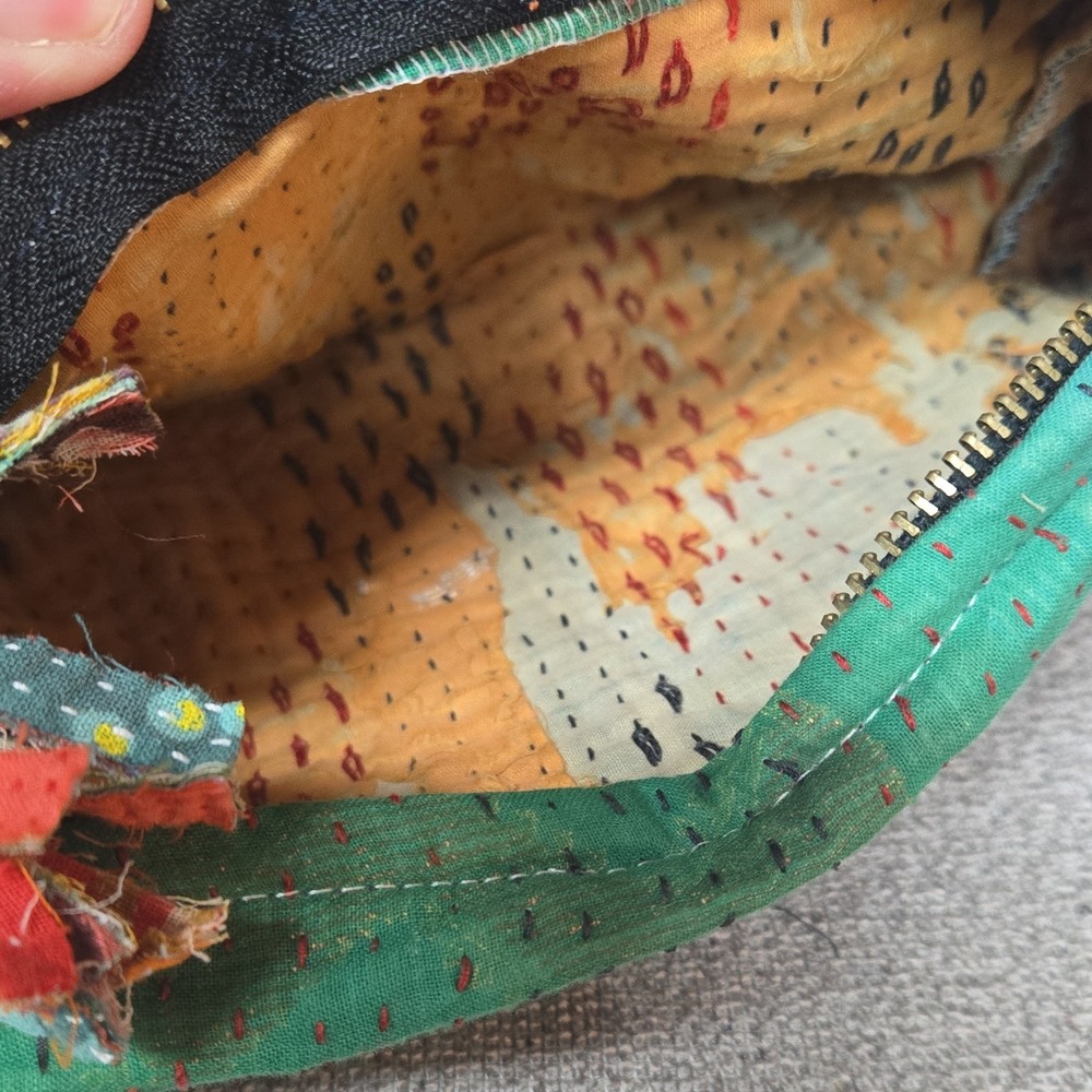 Green Blue Multicolor Kantha Pouch #47