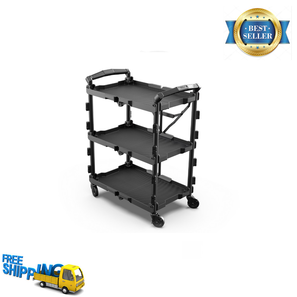 Hyper Tough Hyper Stack Foldable Collapsible Utility Cart Rolling Dolly, Black