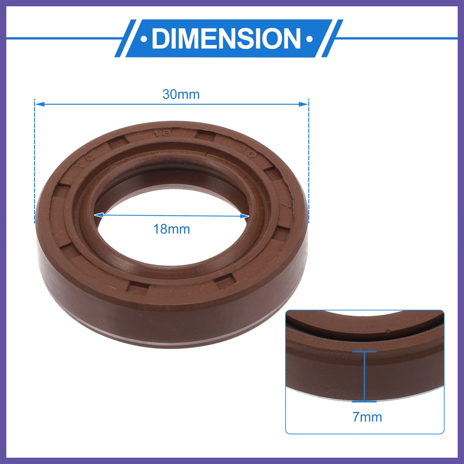 Oil Seal Seal Ring Rotary Shaft Seal FKM Rubber 18x30x7mm 2 Pcs
