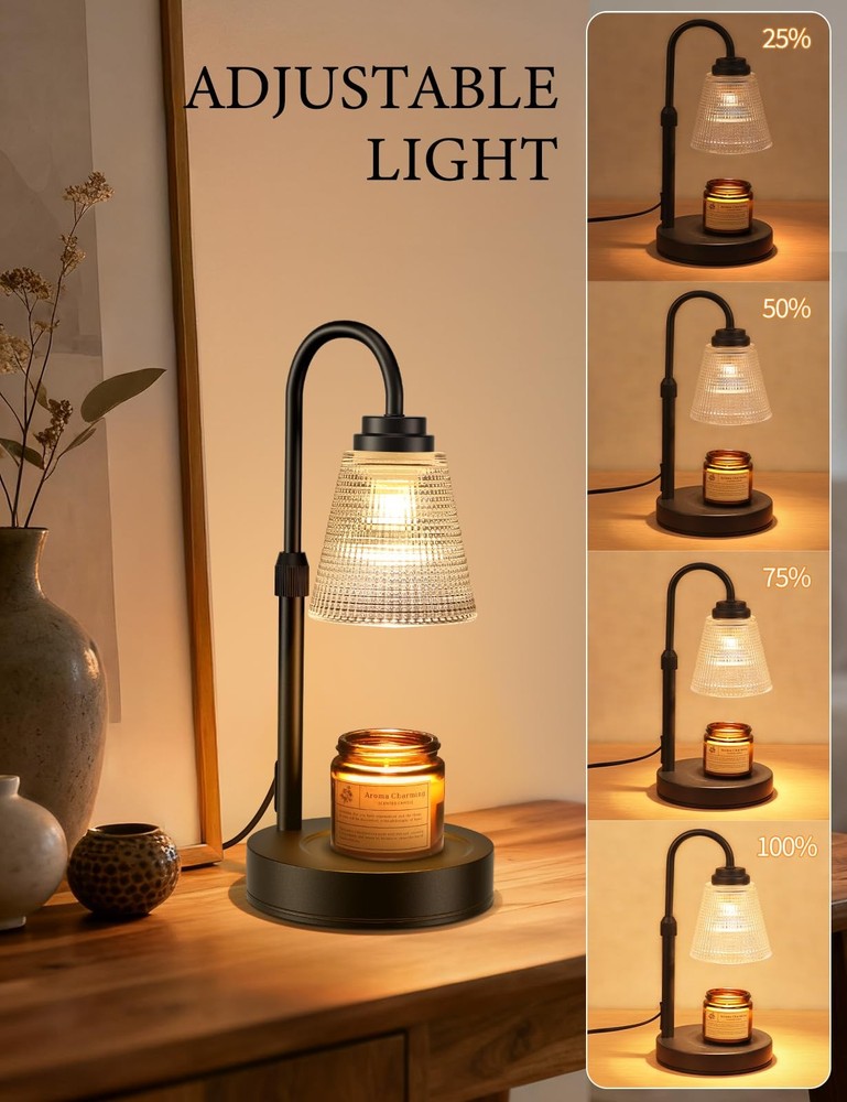 Candle Warmer Lamp with Timer Dimmable, Adjustable Height for Jar Candles