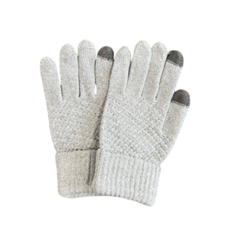 Knitted Tech Friendly Gloves in Gray