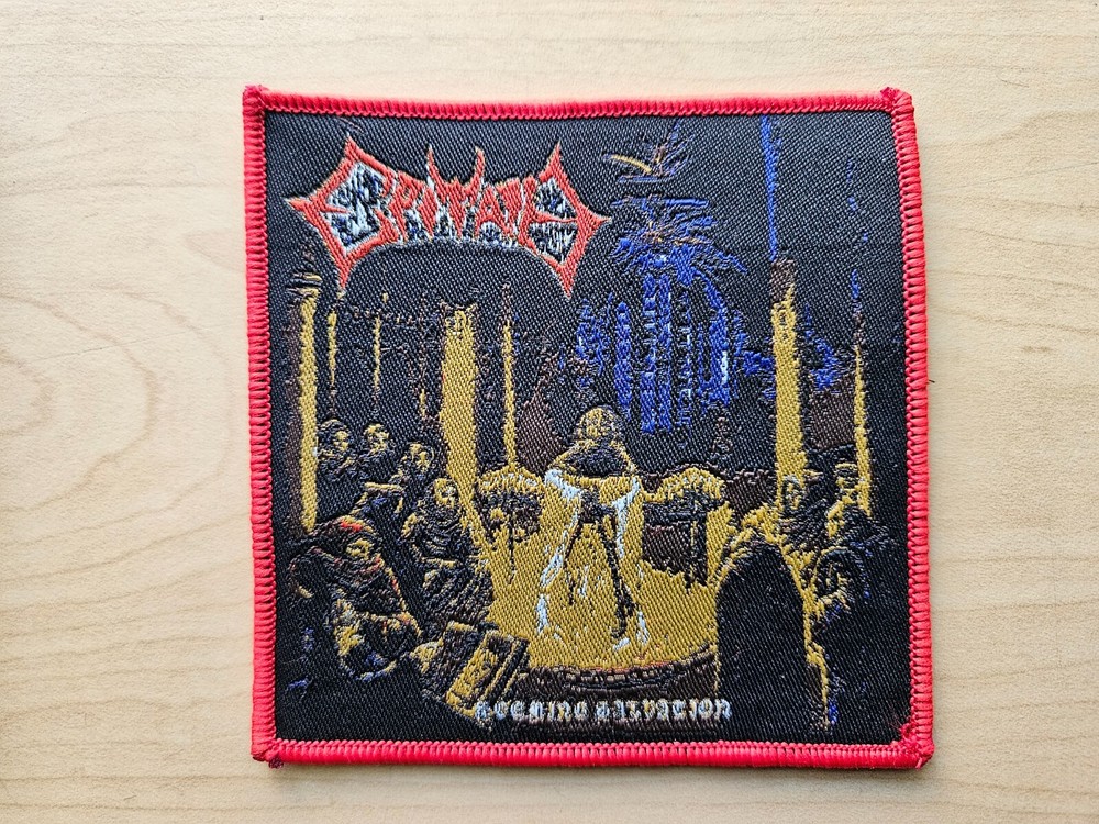 EPITAPH, SEW ON RED BORDER WOVEN PATCH