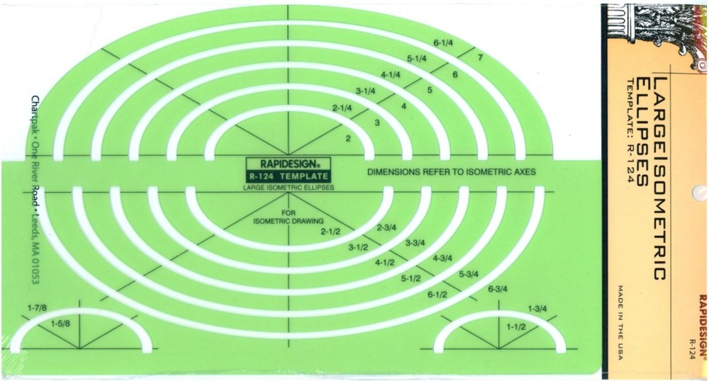 Berol Rapidesign Template - Large Isometric Ellipses - R-124