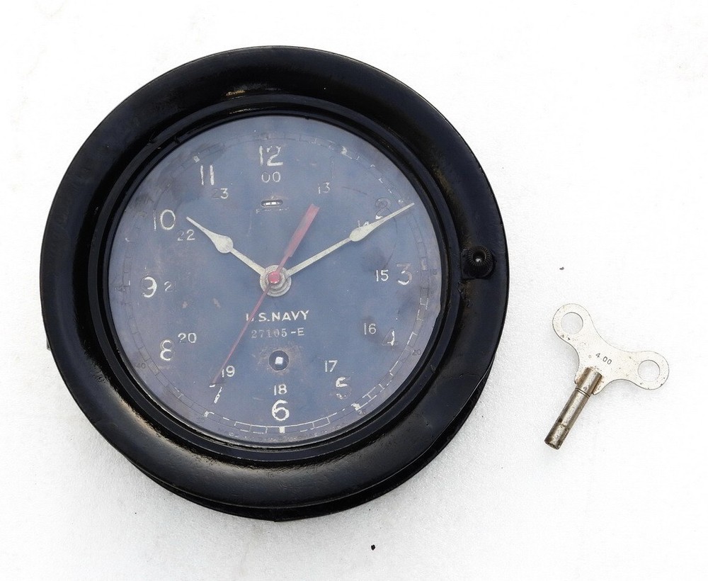 ANTIQUE SETH THOMAS US NAVY 27015-E MARINE SHIPS BAKELITE DECK CLOCK WATCH