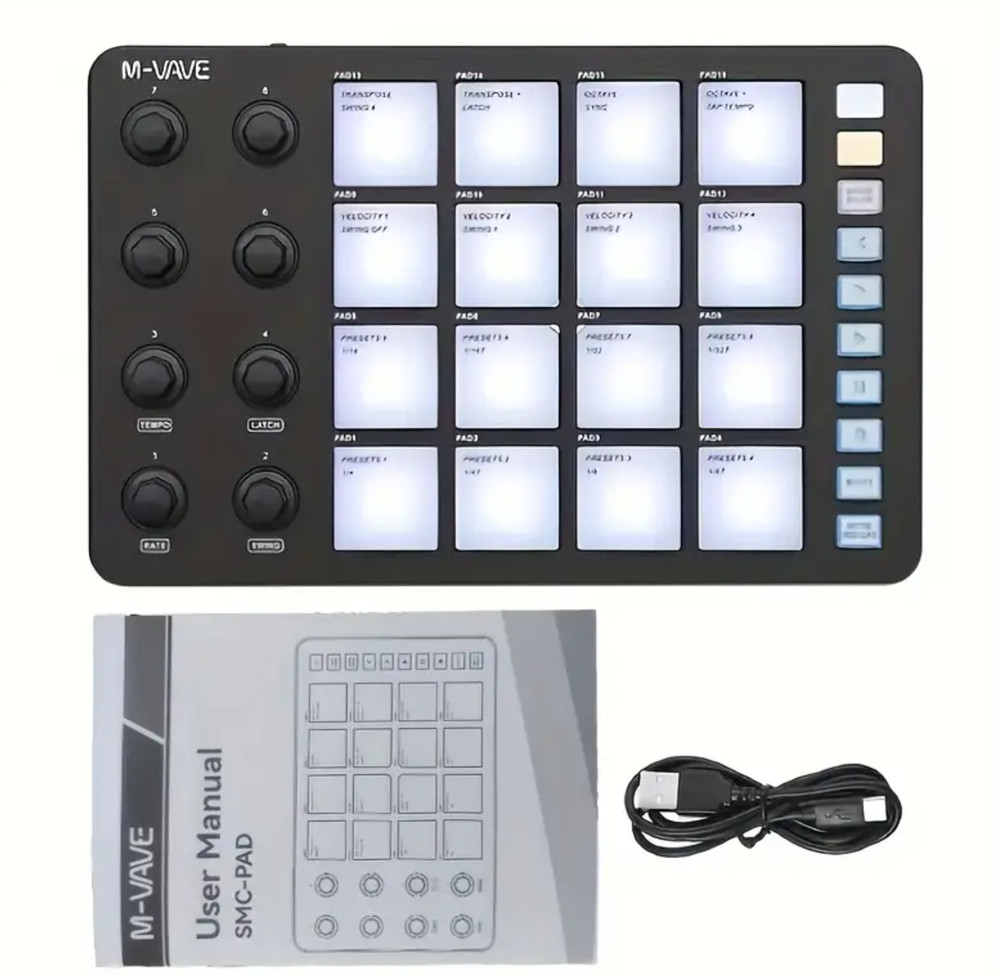 M-VAVE SMC-PAD Wireless MIDI Controller Suitable MINI Percussion USB-C Keyboard