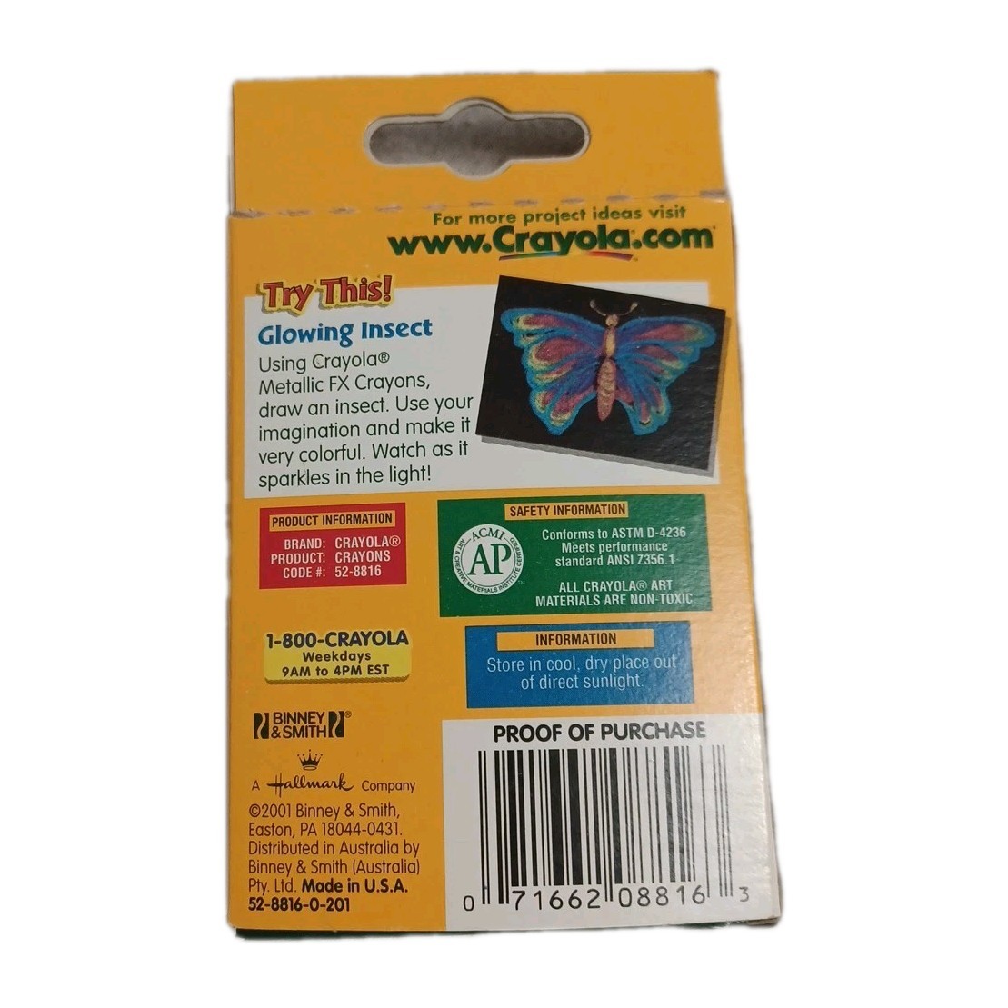 VTG Crayola Crayons Metallic Fx 16 New 2001 NOS non-toxic Binney & Smith