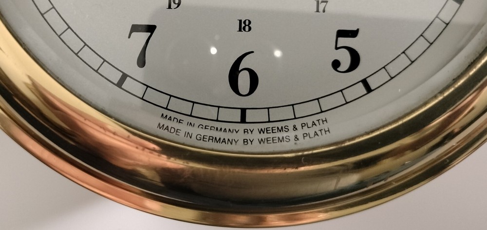 BRASS WEST MARINE BAROMETER & CLOCK, WORKING CONDITION.