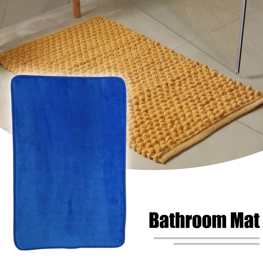 Bathroom Rugs Bath Mat Machine Washable Solid Color Pattern Dark Blue 90x60cm