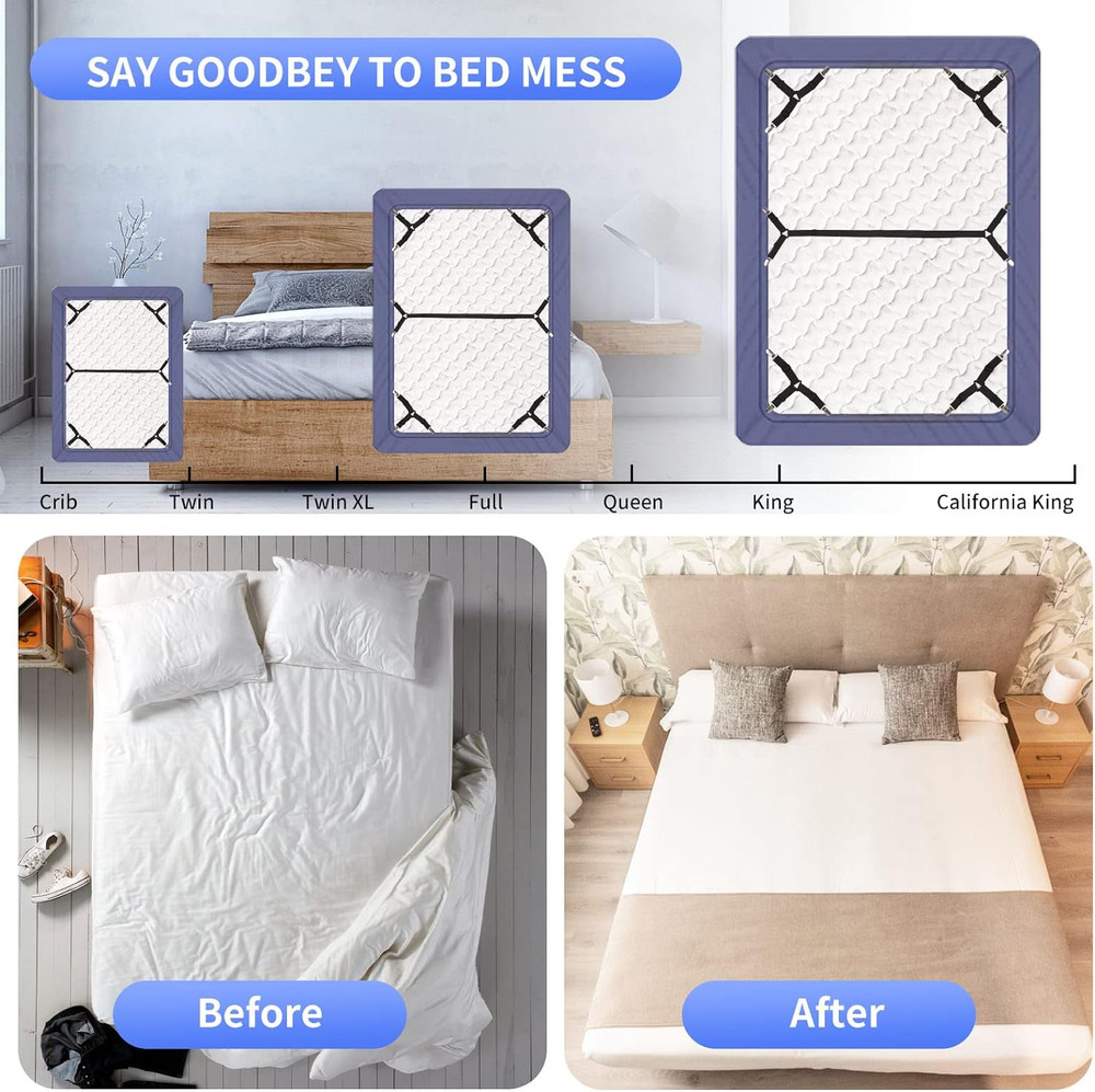 Luyena Bed Sheet Straps,4+1 Pcs Fitted Sheet Clips Holder,Upgraded Triangular Sh