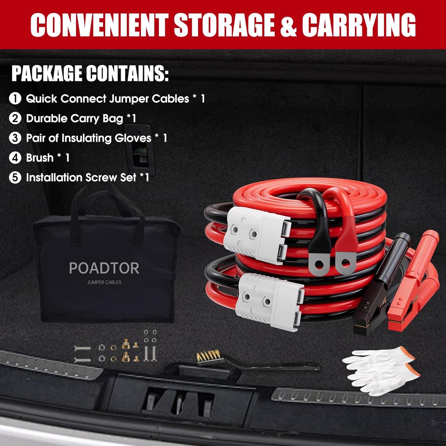 0 Gauge 30Ft Jumper Cables 1000A Heavy Duty Quick Connect Booster for Car Truck