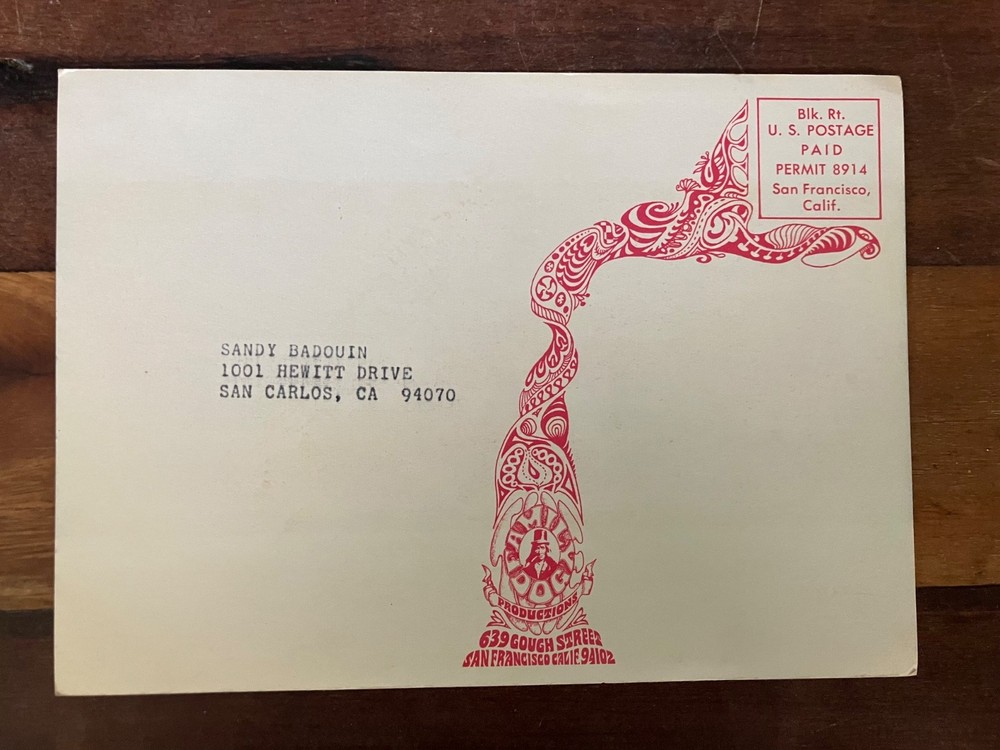 Avalon Ball Handbill Postcard COUNTRY JOE BLUE CHEER 1967 Art: Thomas Weir