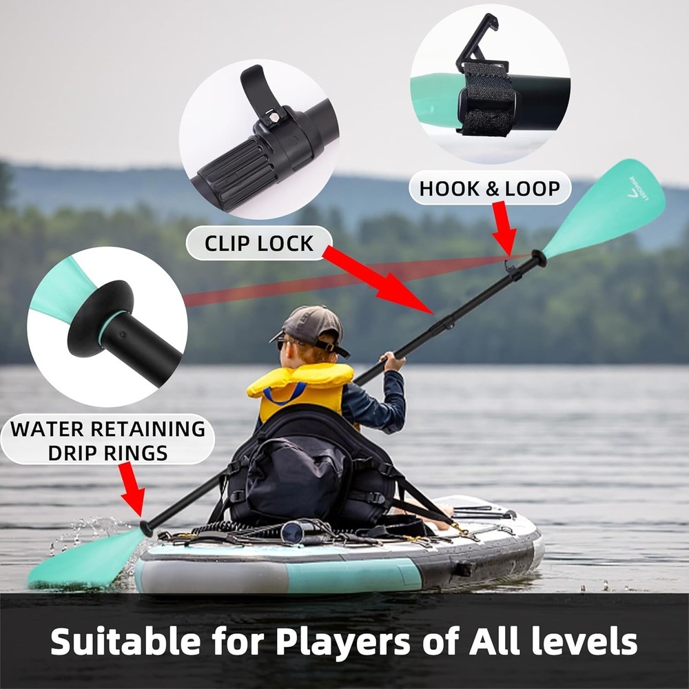 SUP Paddle 4-Piece Adjustable Kayak Paddle Floating Lightweight Paddle Board ...