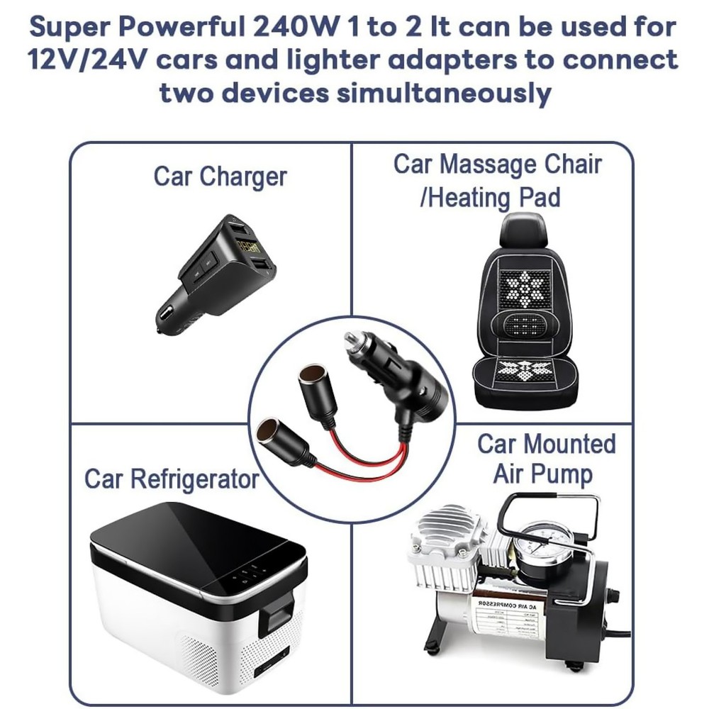 12-24V 10A Input/Output Universal Car Cigarette Lighter Splitter Adapter