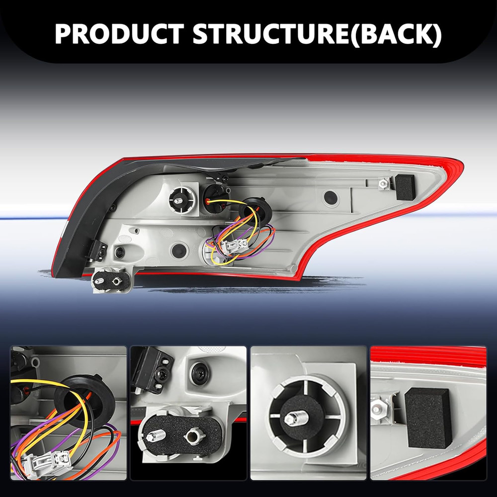 Halogen Tail Light Assembly Compatible with 2015-2018 Ford Focus Rear Taillight