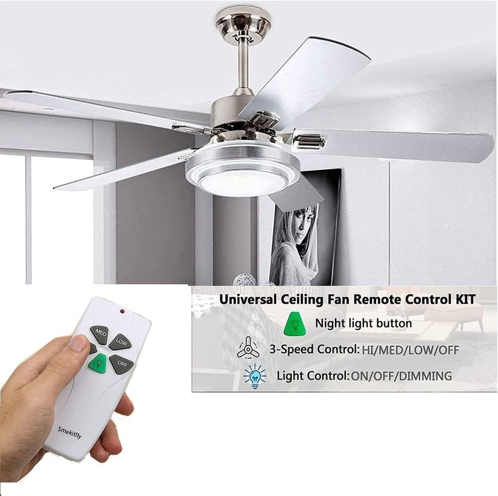 Small Size Universal Ceiling Fan Remote Control Kit, 3 Speed Control with Lig...