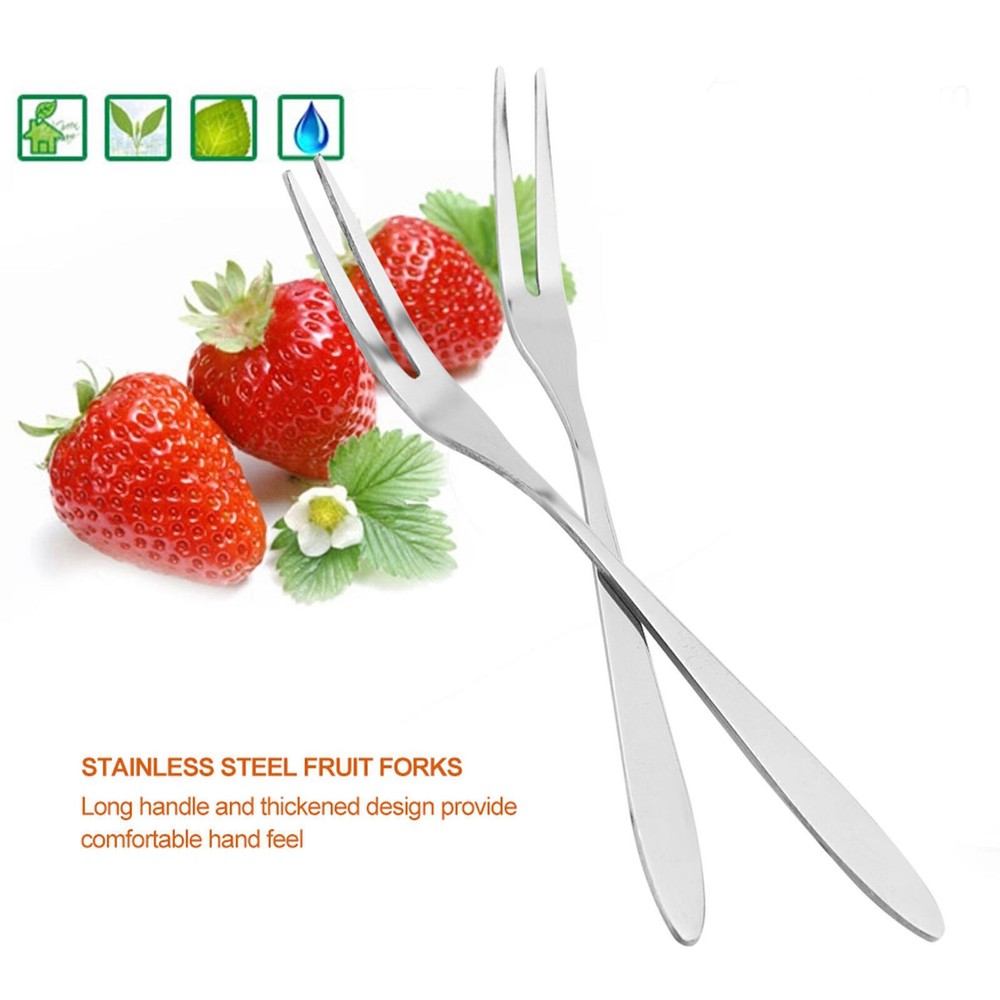 20Pcs/set Stainless Steel Fruit Fork Comfortable Long Handle Cake Desert Fruit