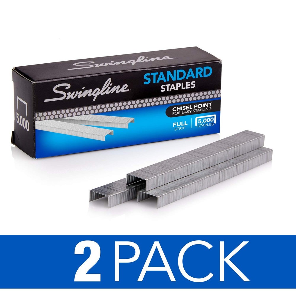 Swingline Standard Staples 2 Pack 10000 Staples Chisel Point 25 Sheets Capacity