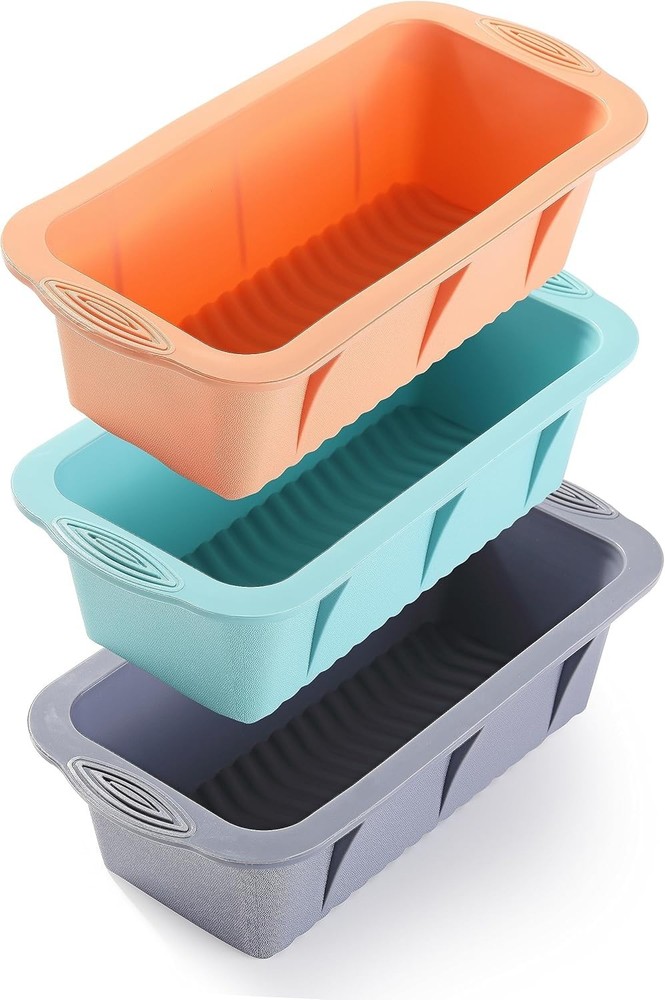 Koolstuffs Silicone Bread Loaf Pan, 3 PCS Rectangular Non-Stick Baking Mold P...