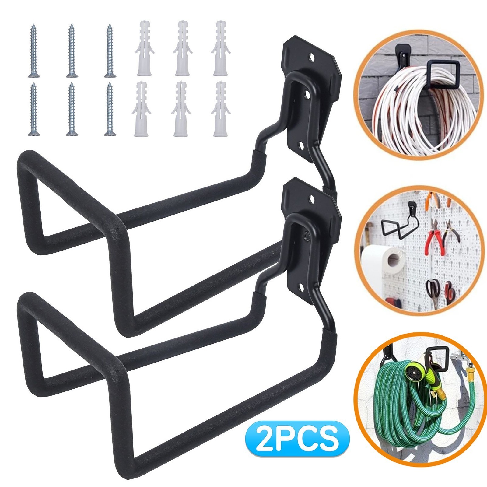 2PCS Garden Hose Pipe Holder - Heavy Duty Hanger Wall Mounted Water Hose Bracket