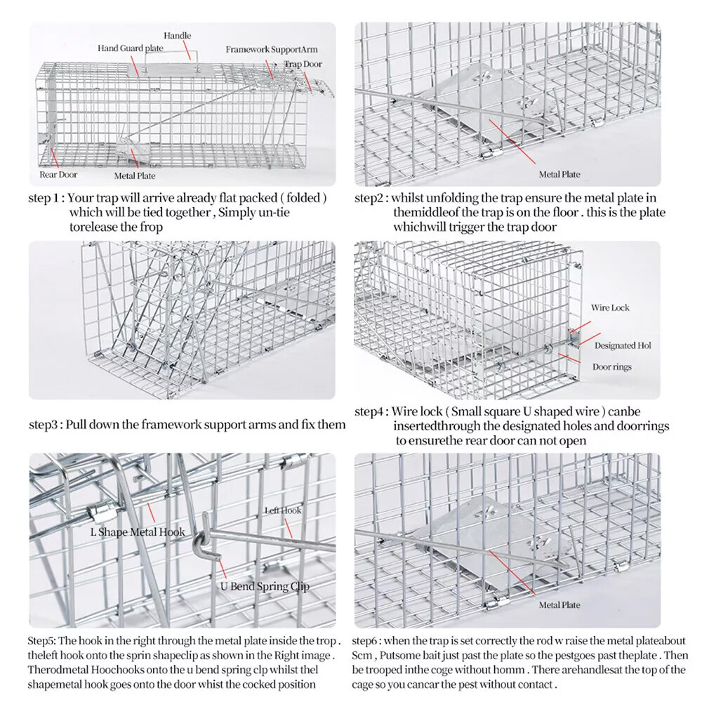 Live Animal Trap Extra Large Rodent Cage Garden Rabbit Raccoon Cat 24"X8"X 7.5"