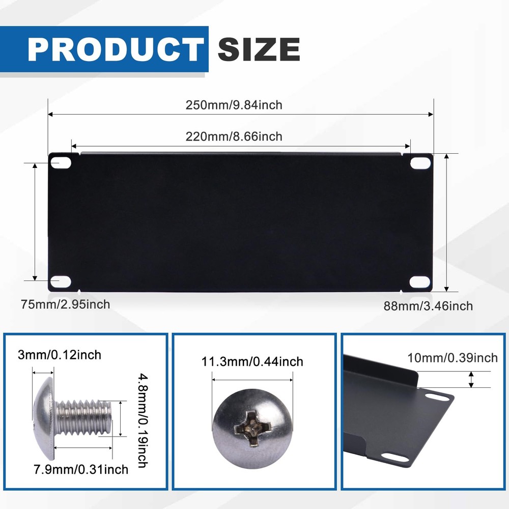 2U Blank Panel for 10 Inch Server Rack Network Cabinet DeskPi RackMate T1/T0