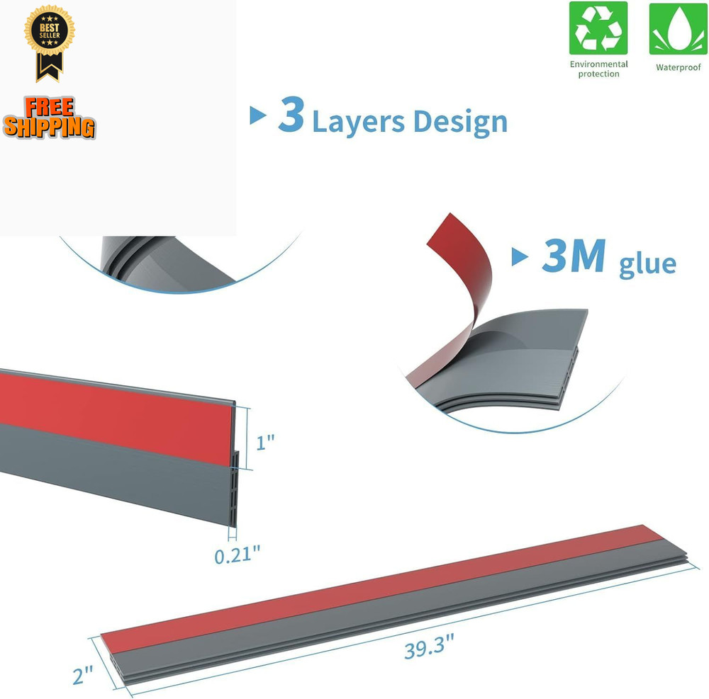 Hojoy 2 Pack Under Door Draft Stopper, Adjustable Sweep 2 Pack, Gray