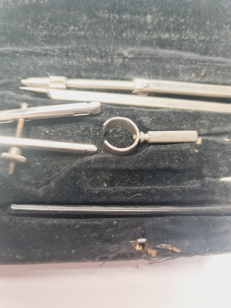 Vintage Boxed Technical Drawing Engineering Compass Set - Incomplete, Damaged