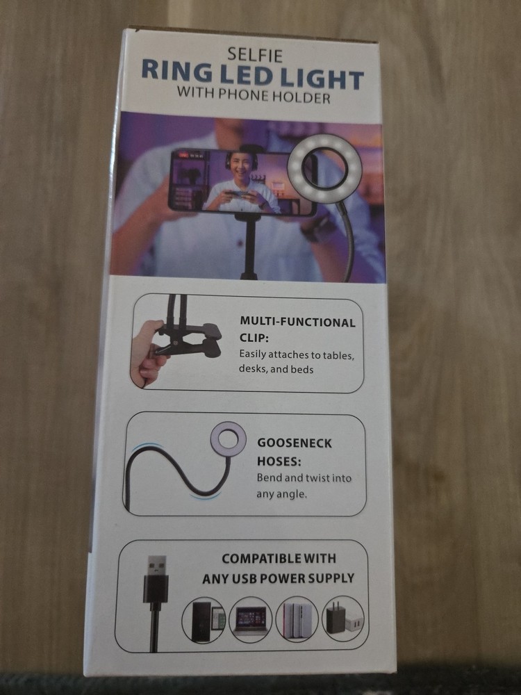 Selfie Ring LED Light w/ Phone Holder & Adjustable Lighting