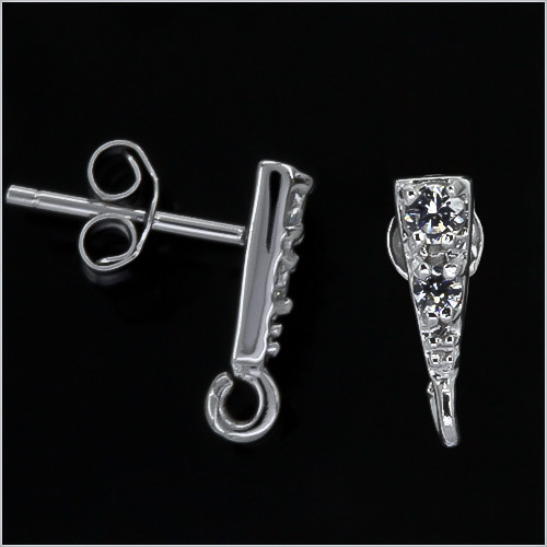 Sterling Silver Stud Post Earring Hook Connector with CZ #97090