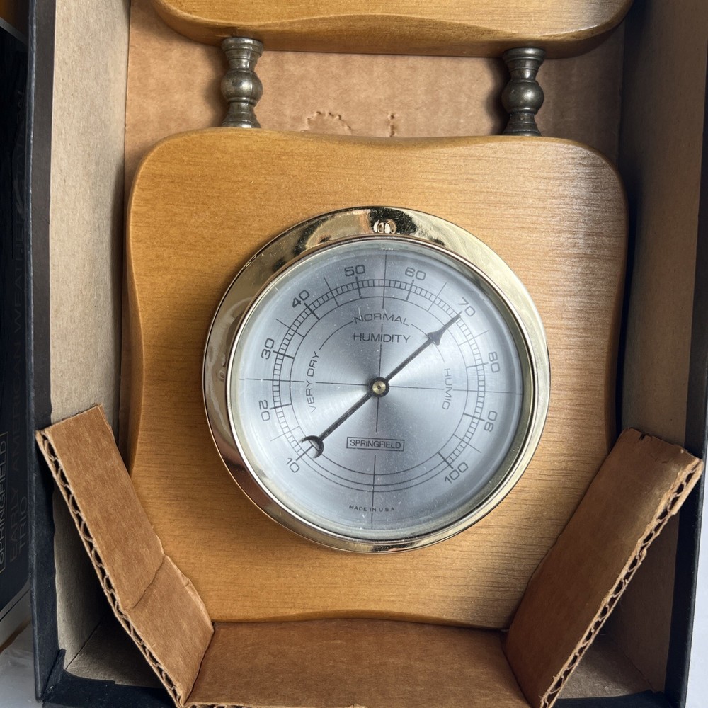 Vintage Weather Station Barometer Thermometer Springfield Instrument Eagle 802