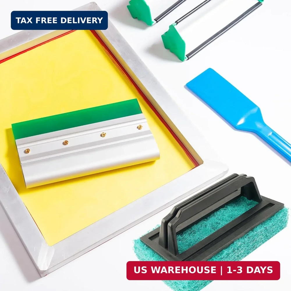 4 Pcs Screen Printing Scrub Pad, Screen Print Ink Scraper with Handle,Screen Pri