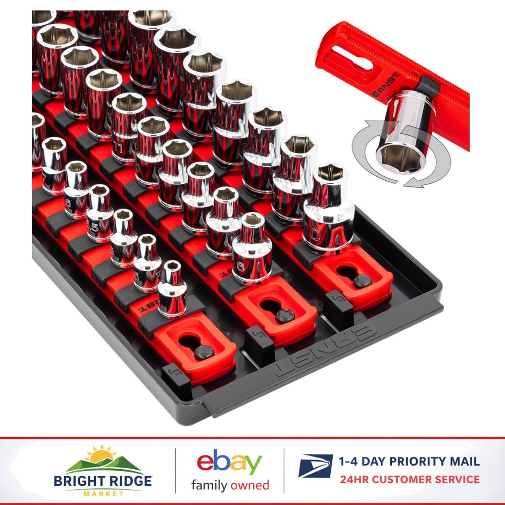 18-Inch Socket Organizer with 3-Tier Design for 57 Tools - Customizable Storage