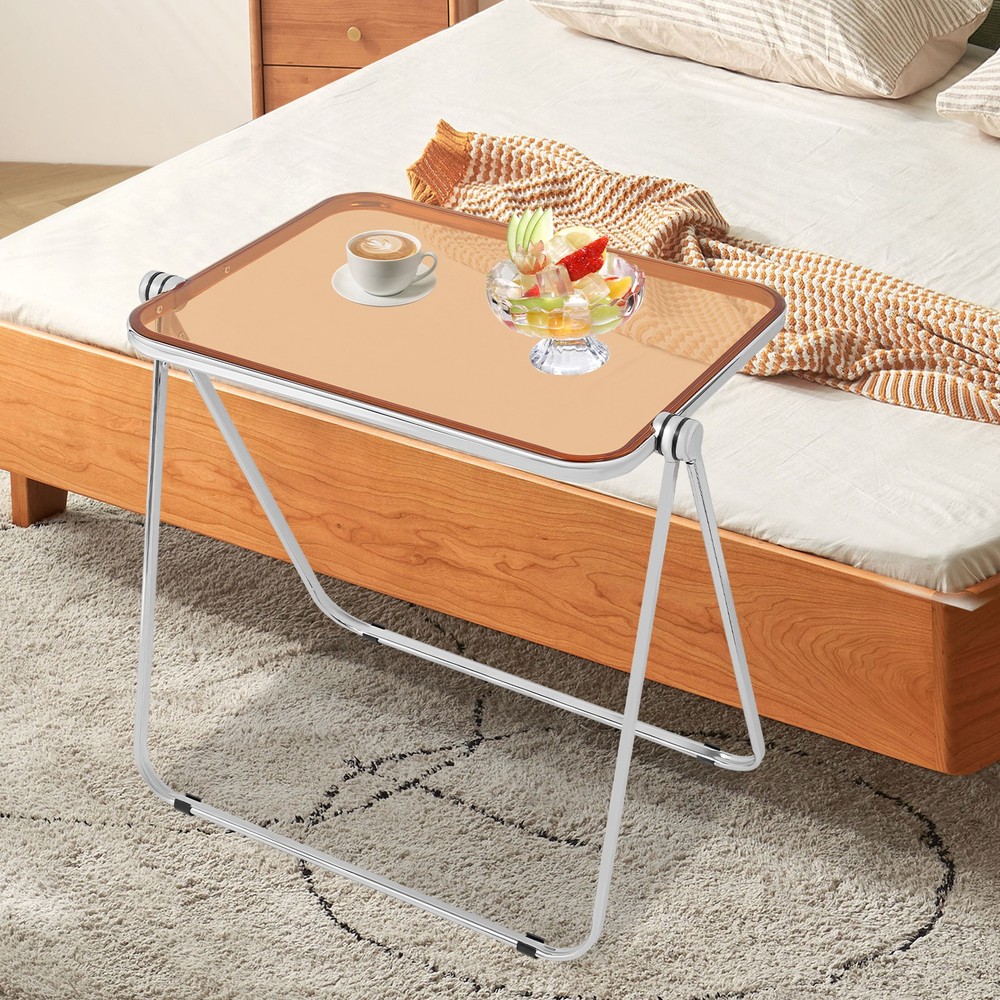 Clear Foldable Side Table, Tiny Desk for Home Office, Small Computer Desk