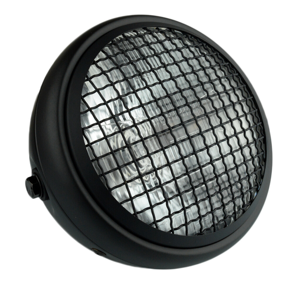 6.5" Side Mount Motorcycle Headlight Spotlight Grill Black Shell Clear