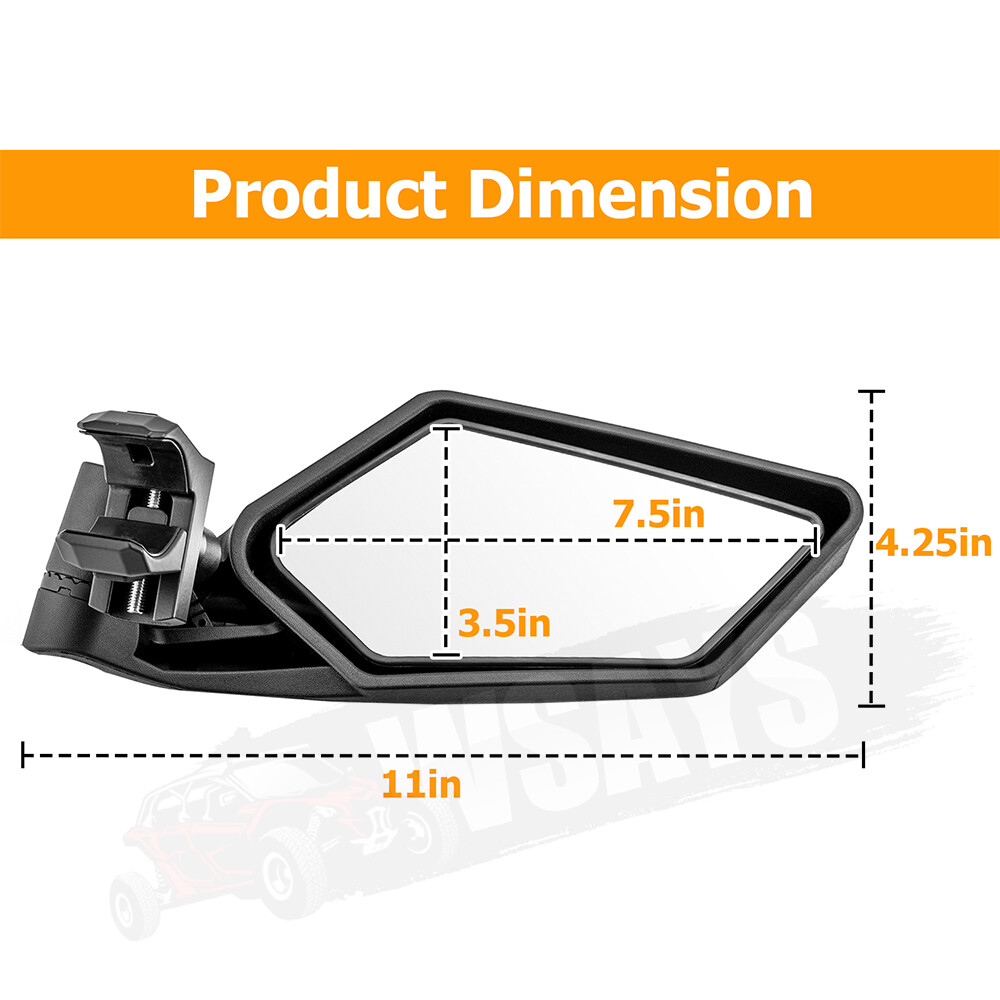2019-2024 UTV Shatter-proof Adjustable Side Mirrors For Honda Talon 1000R 1000X