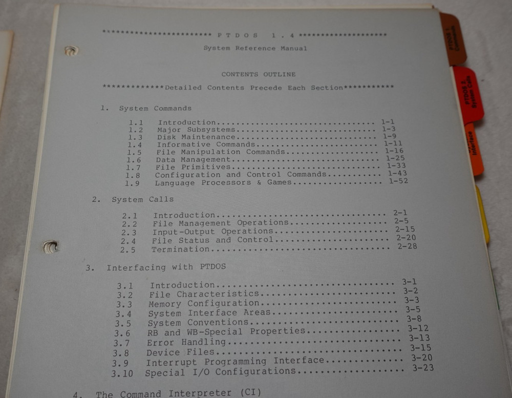 PTDOS 1.4 Processor Technology Disk Operating System 1977 Original User's Guide