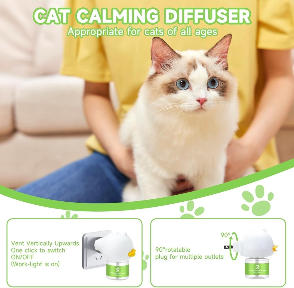 Cat Pheromones Calming Diffuser, 2 in 1 Cat Calming Starter Kit Diffuser Head...
