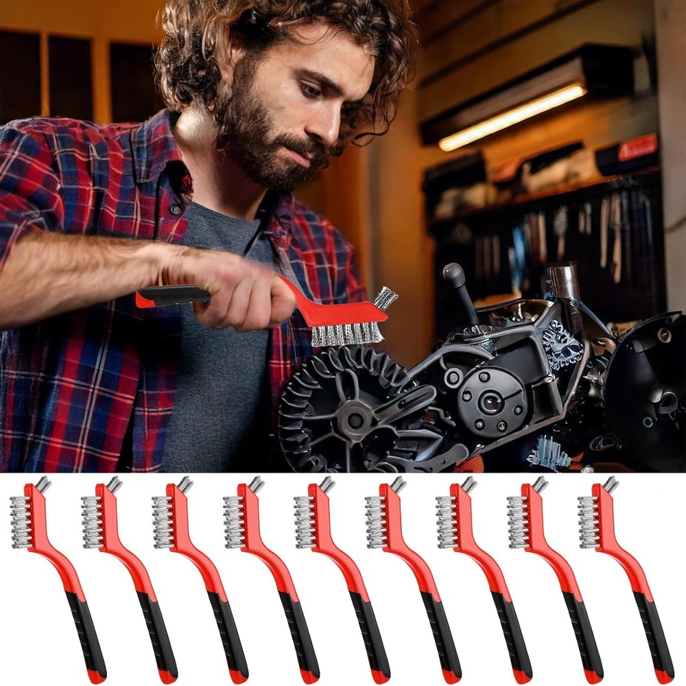 18PCS Wire Scratch Brush Set Soft Grip for Rust, Dirt & Paint Scrubbing with Dee