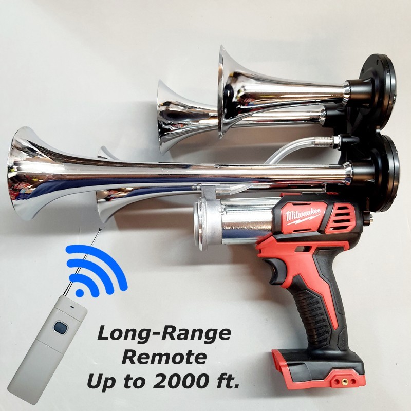 Milwaukee Train Air Horn + Long Range (2000 ft) Remote Control 18v Drill Impact