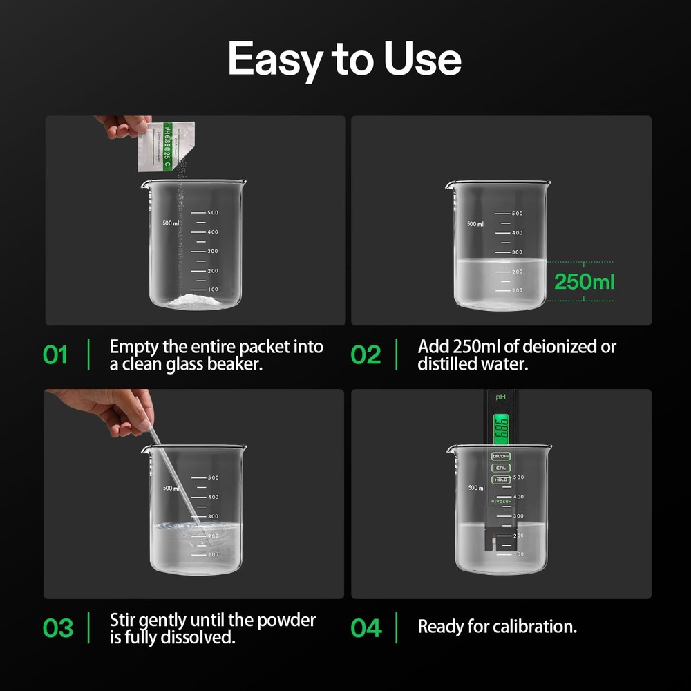 VIVOSUN 18-Pack pH Meter Buffer Solution Powder, 6.86/4.00/9.18, White